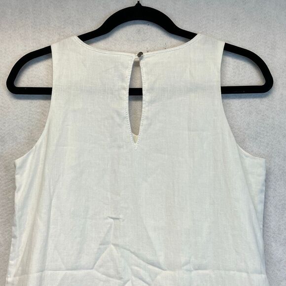 TOMMY BAHAMA Dress XS White Linen Sleeveless Embroidered Lined V-Neck Pockets - Picture 8 of 11